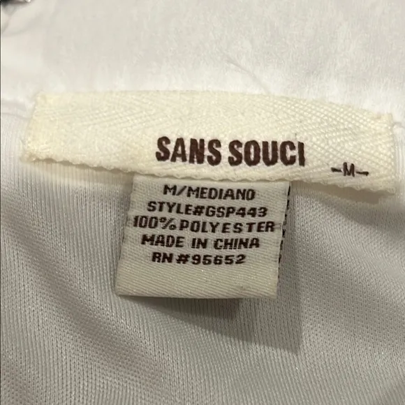 Sans Souci White‎ Wide Leg Pleated Pants Semi Sheer, Size M NWOT flowy romantic - Image 5