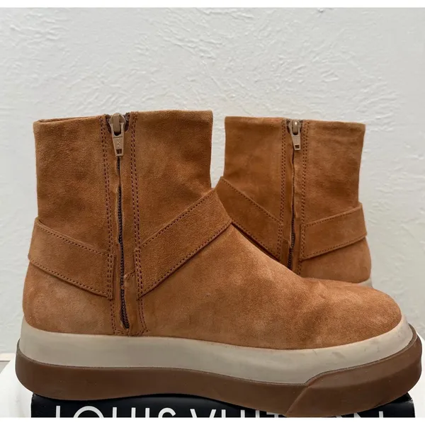 Free People Bodhi Harness Boot Taupe Suede Platform Ankle Boots Size 7 - Image 4