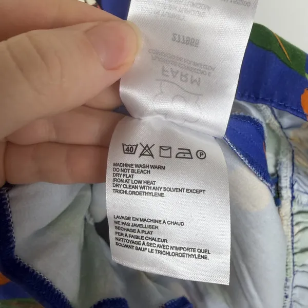 NWT Farm Rio Anthropologie Ruched Mini Skirt Small Blue Tropical‎ Fruit Vacation - Image 8
