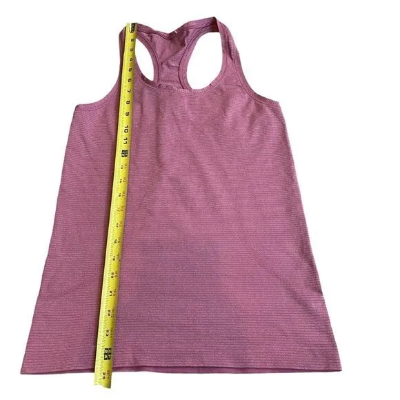 Lululemon 6 Swiftly Tech Racerback Tank Top Rose‎ Pink Metallic Silver Stripe - Image 6