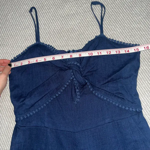 HYFVE Navy Blue Lightweight Denim Bow Front Romper Sz M - Image 4