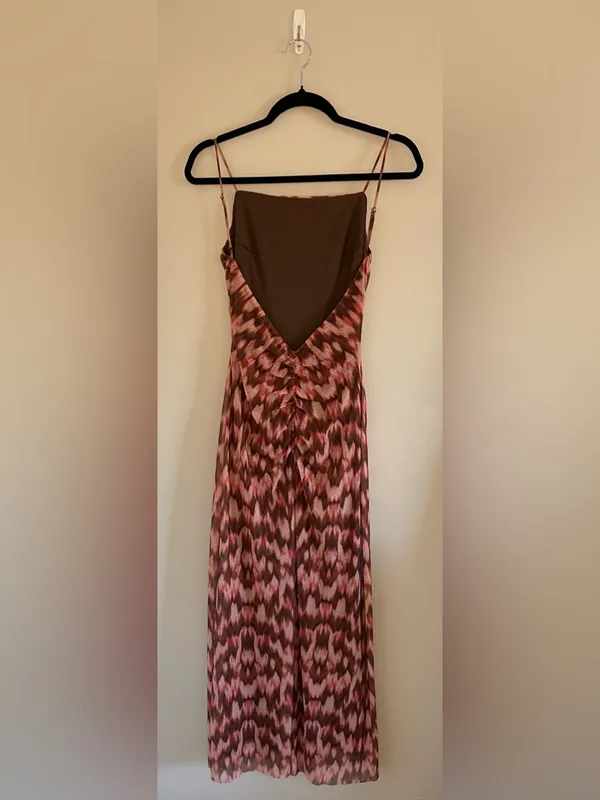 H&M Draped Mesh Strappy Dress, Brown/Pink/Beige, Size M, NWT - Image 6