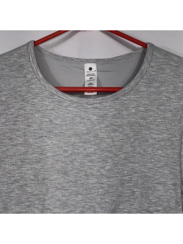 Yogalicious Heavenly Rib Tara Crop Top M NWT Gray - Image 2