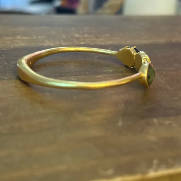 Kate Spade Perfecly Imperfect gold tone multi gemstone hinged cuff bracelet - Image 7