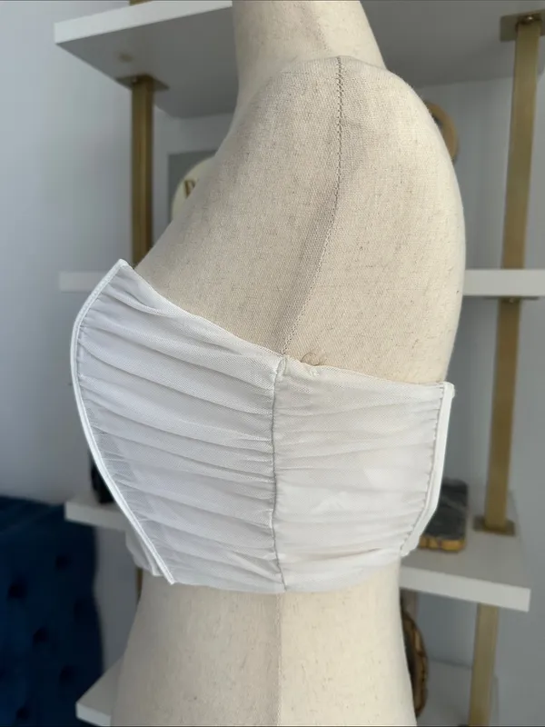 Tic Toc Strapless White Structured Bustier Top - Image 2