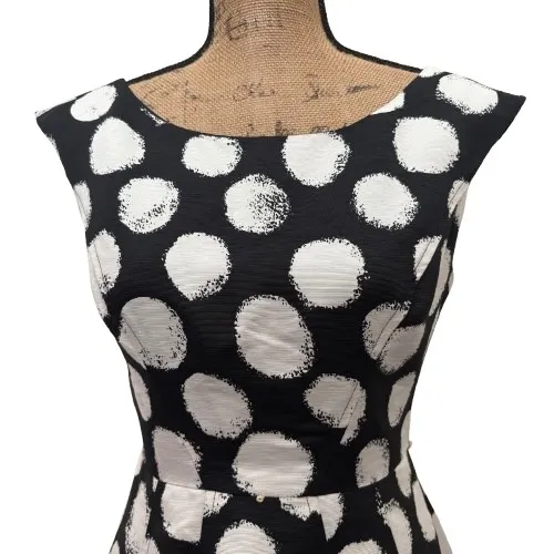 Eliza J Polka Dot Fit Flare Dress Sleeveless Black‎ White Retro Pinup Size 4 - Image 2
