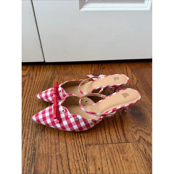 Wild Fable Lysandra Red Gingham Pointed-Toe Slingback Kitten Heels Size 8.5 New - Image 3