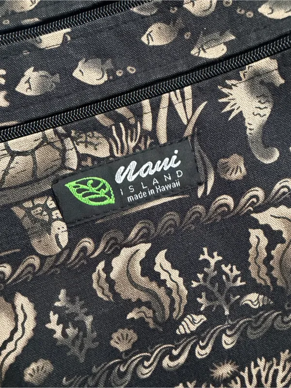 Crossbody Purse Bag Island Sea sea Turtles Shells Coral Lightweight Fabric Black - Image 3