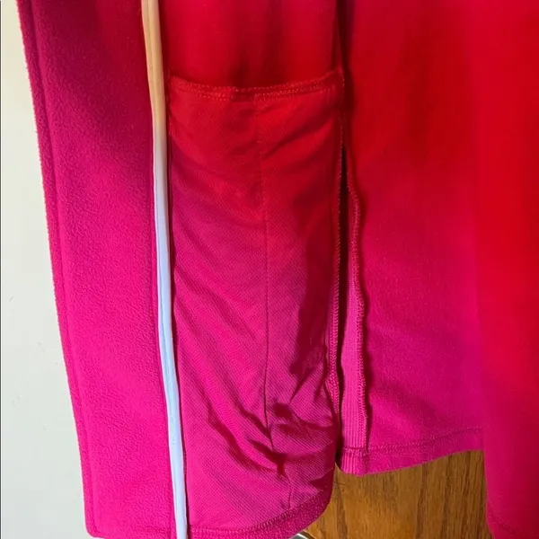 FOOTJOY Fleece Jacket‎ Women Medium Hot Pink Asymmetrical Zip Thumbholes Golf - Image 9