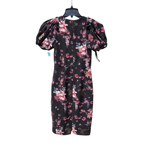 Antonio Melani NWT Tatum Dress Blackberry Ivory Floral Puff Sleeve Sheath Size 0 - Image 3