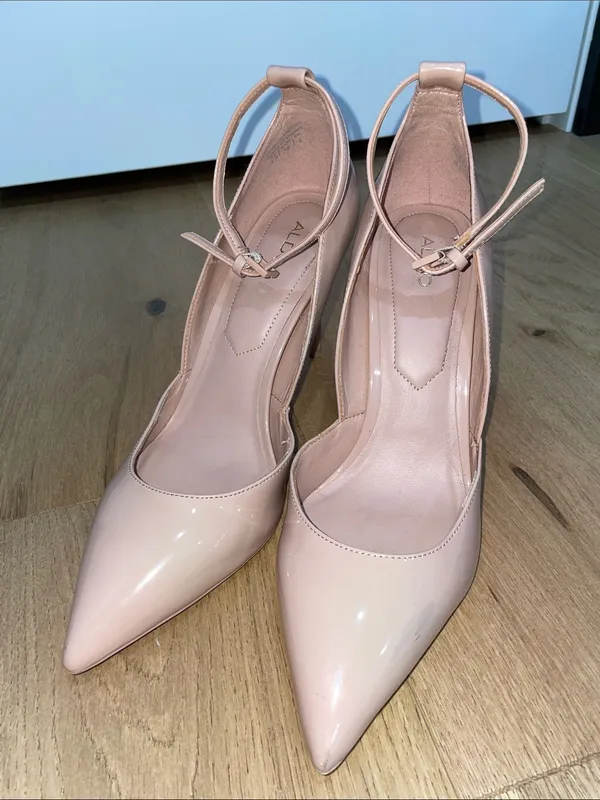 Aldo Blush Patent Pointed-Toe Slingback Heels Size 8.5 - Image 8