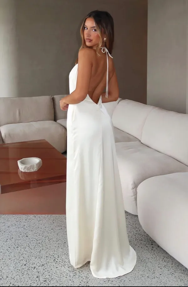 White Fox Amore Maxi Dress-Lemon - Image 2