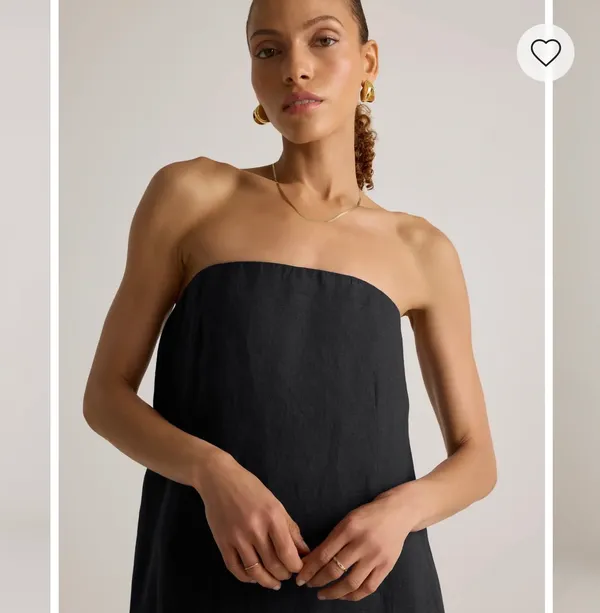 Quince 100% Linen Strapless Maxi Dress - Black - Image 3