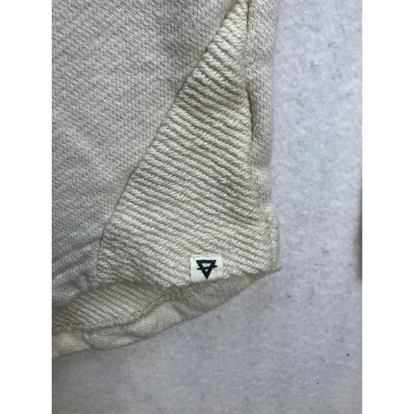 LIV Outdoor‎ Henley Sweatshirt Womens XS Cream Raw Hem Cotton Pullover Granola - Image 3