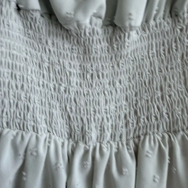 Swiss Dot Off-Shoulder Smocked Ruffle Romper Dress - Image 3
