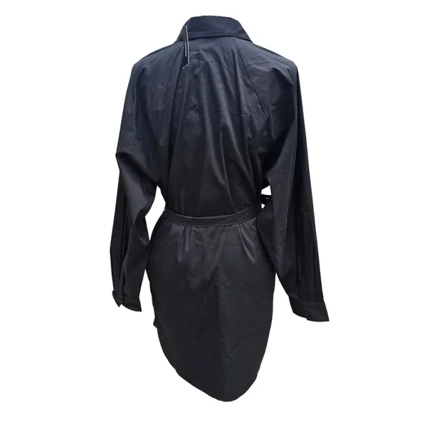 Express NWT 43P Portofino Shirt Dress Black Long Sleeve‎ Tie Waist Mini Small - Image 4