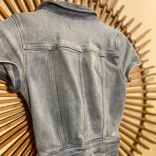 Good American Denim Short Sleeve Jumpsuit Shorts Romper Utility Stretchy Minimal - Image 9