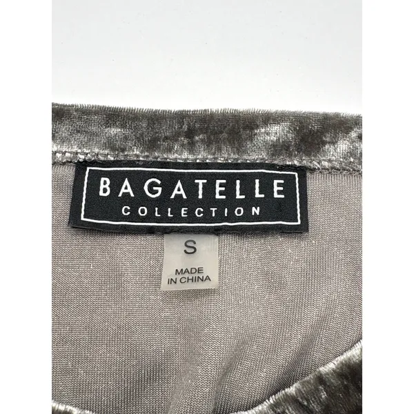 Bagatelle‎ Collection Silver Gray Crushed Velvet Pocket Tee Top Size Small - Image 5