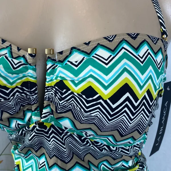 La Blanca Black & Green Print 1 Piece Bathing Swim Suit NEW 10 - Image 4