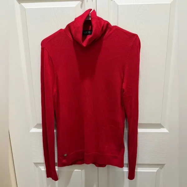 Ralph Lauren Black Label Red Turtleneck Modal/Silk/Nylon Large - Image 2