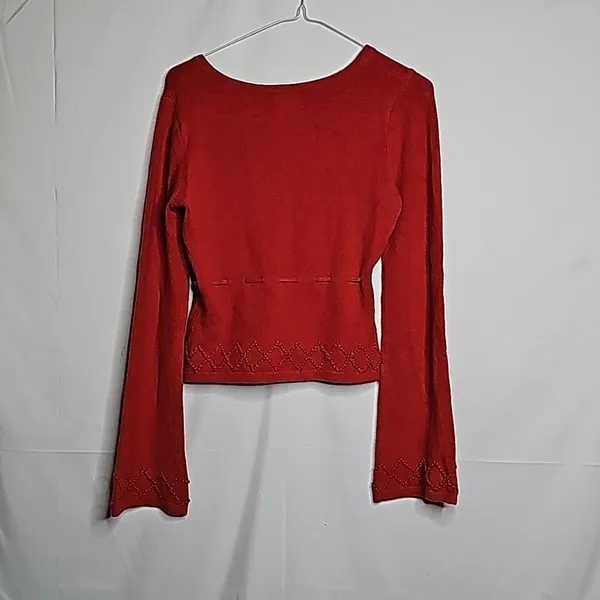 Anthropologie Ago e Filo red cardigan embroidered sweater sz XS - Image 5