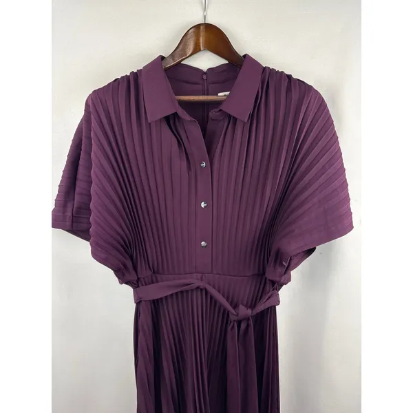 Women’s DKNY Size 18 Dark Plum Pleated Midi Dress - Image 2