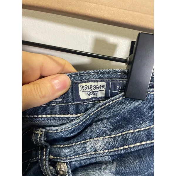 Miss Me Bootcut Jeans Womens 32 Blue Embellished Zipper Pocket Y2K JE5189B4R - Image 5