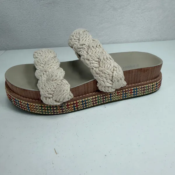 Johnny Was 6 Platform Slide Braided Rope Sandal Woven Trim Boho Festival Preppy - Image 5