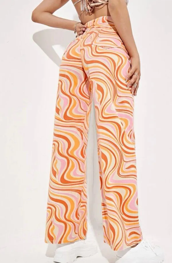 Multicolor Swirl Wide Leg Jeans Multiple Size XS - Image 3