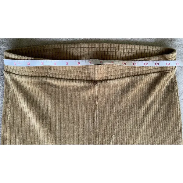 Aerie Corduroy Look Velvet Flare Pants Womens Large Brown Stretch Boho - Image 2