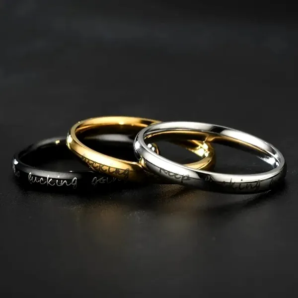 Unisex Minimalist Inspirational 'Keep F*ck*ng Going' SS Ring Size 9 Silver - Image 4