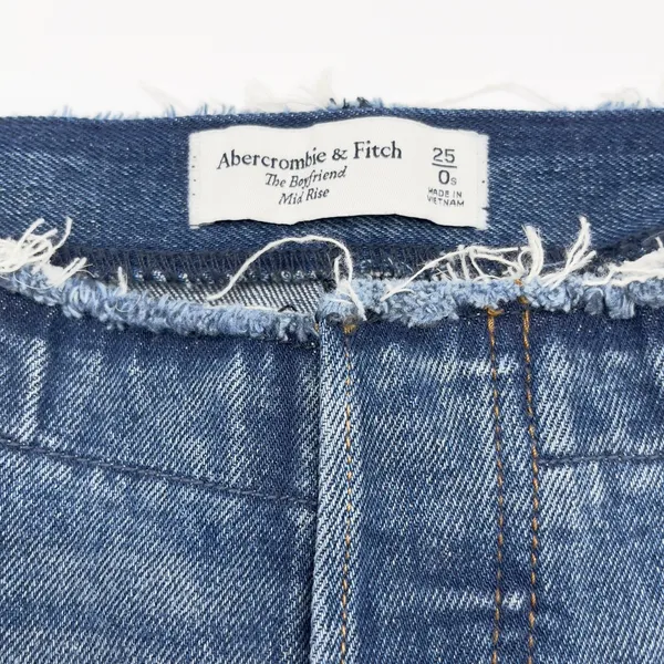 Abercrombie Fitch Womens Jeans 25 Distressed Boyfriend Mid Rise Raw Hem‎ Edgy - Image 6