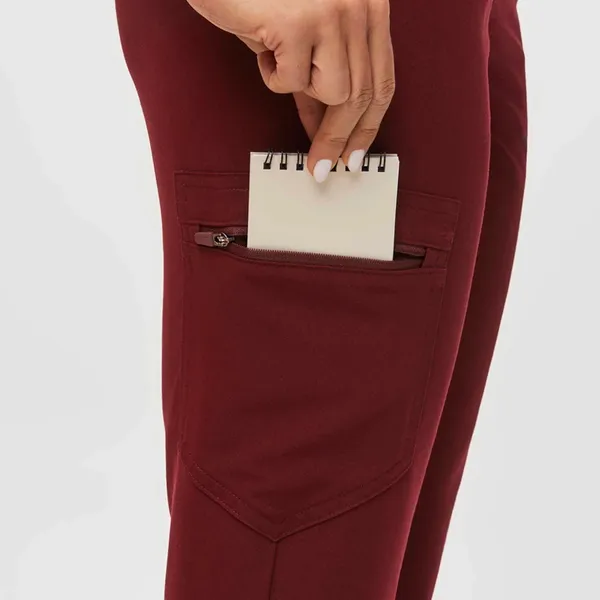 FIGS High Waisted Zamora Jogger Scrub Pants burgundy size large nurse scrubs pant - Image 14