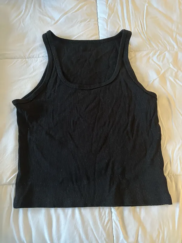 Black Cropped Tank Top Size M - Image 2