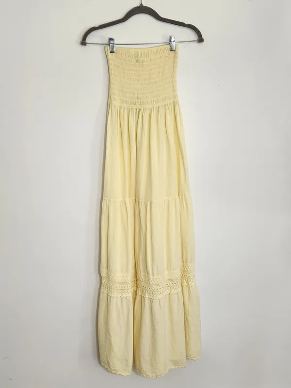 Sea Spice Yellow Boho Strapless Maxi Dress Size XL - Image 2