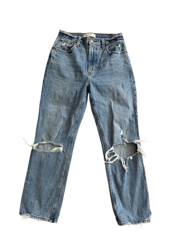 ABERCROMBIE & FITCH Ankle Straight Distressed Jeans Size 2 - Image 4