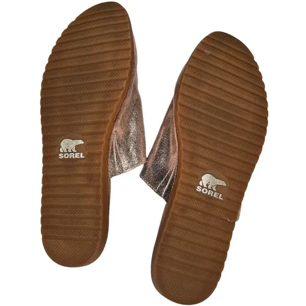 •SOREL• Metallic Rose Gold Crackle Slip On Ella Mule Flat Slide Sz 9‎ - Image 5