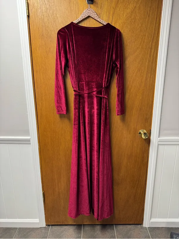 Baltic Born Meghan Velvet Short Sleeve Wrap Maxi Dress Red Large Romantic Goth - Image 12