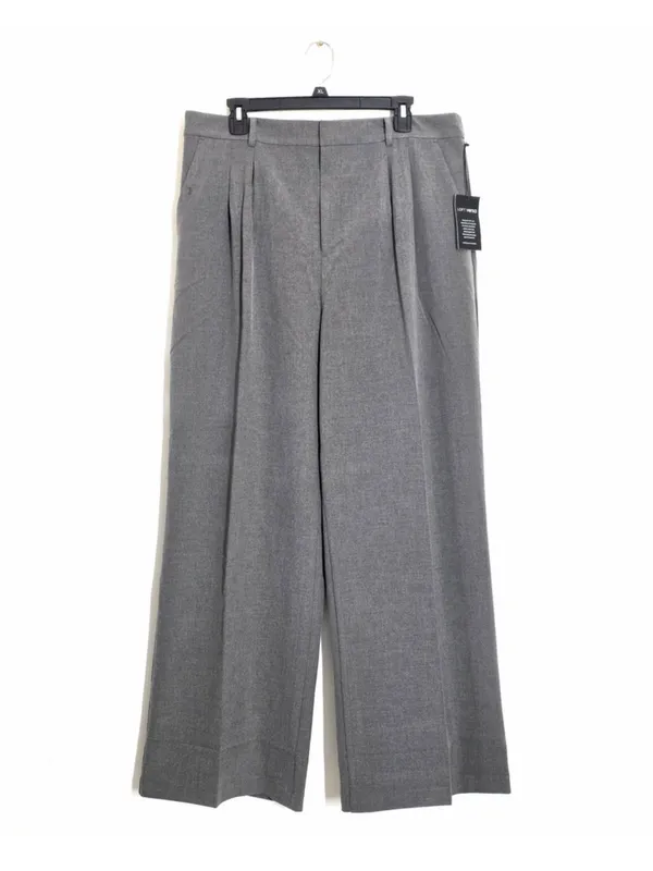 NWT LOFT Versa Seasonless Stretch Double Pleat Wide Leg Pants Heather Gray Sz 14 - Image 6