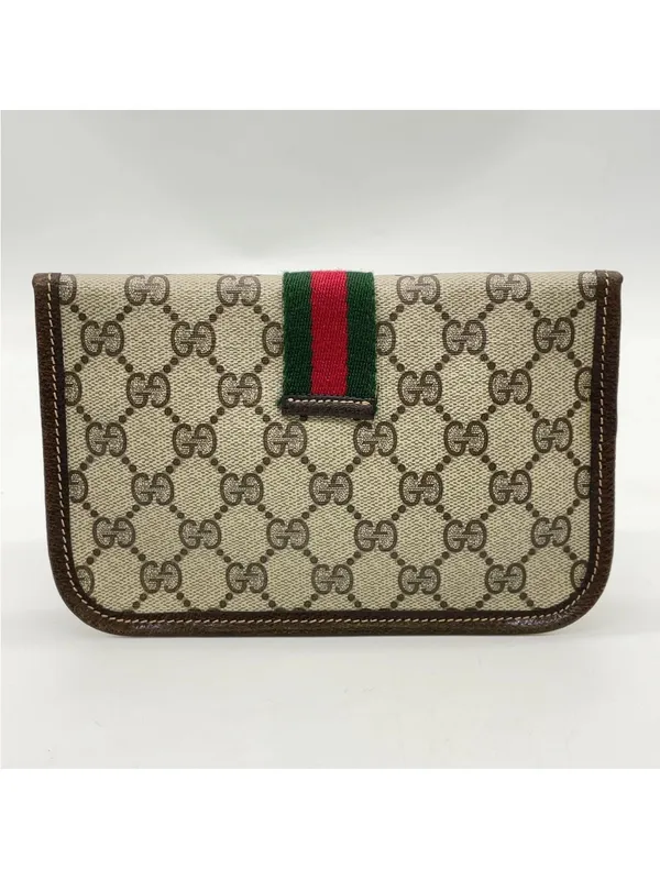 Gucci Beige GG PVC/Leather pouch - Image 2