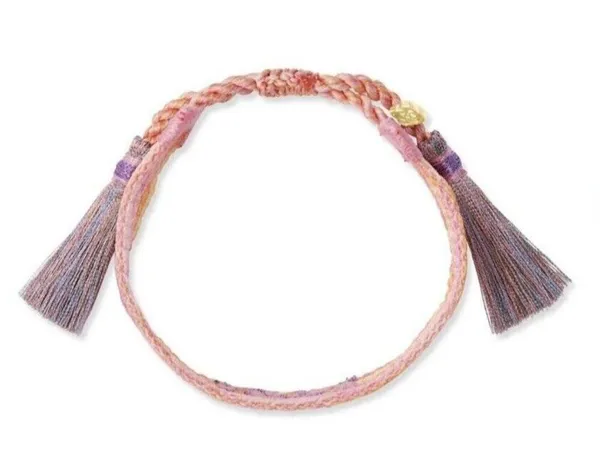 Kendra Scott "Mom" 14k Gold-Plated Friendship Woven Adjustable Bracelet in Pink - Image 2