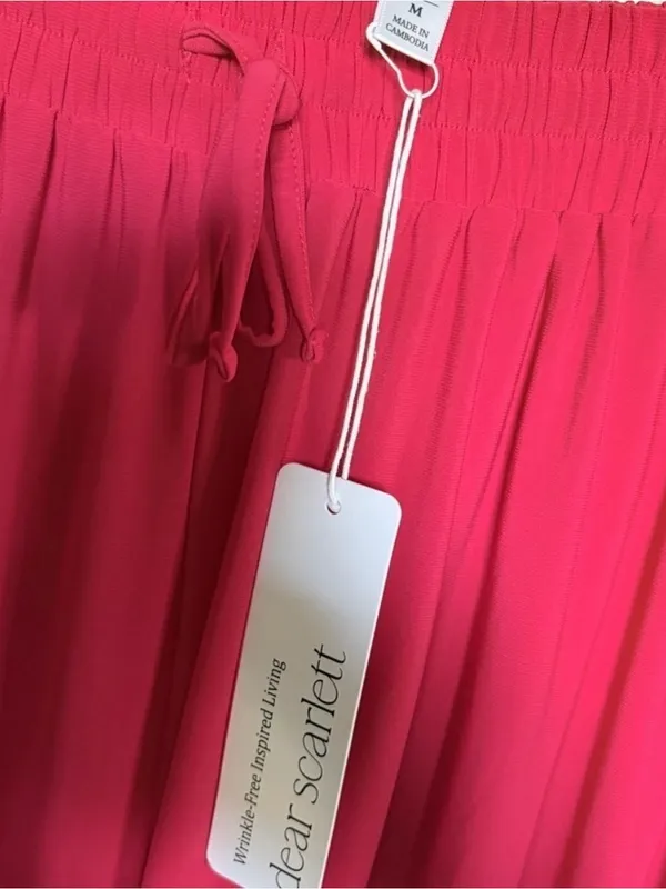 NWT Dear Scarlett Red Wide Leg Pants Size M Wrinkle Free Elastic Waist Palazzo - Image 7