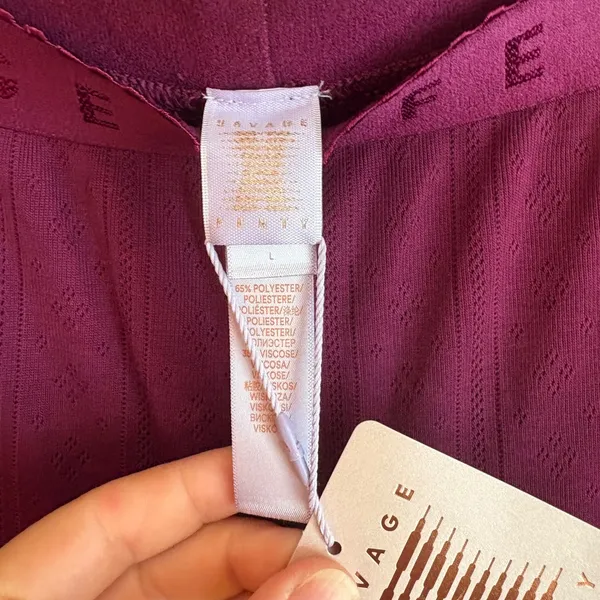 Savage X Fenty Lounge Pants Womens L‎ Large Purple Ribbed Knit Sleepwear NWT - Image 3