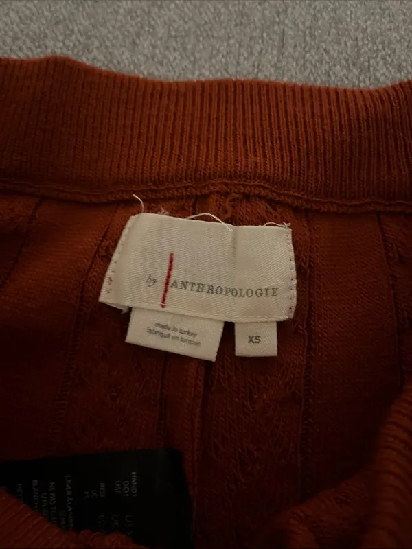 Anthropologie Burnt Orange Cable-Knit Wide-Leg Pants - Image 2