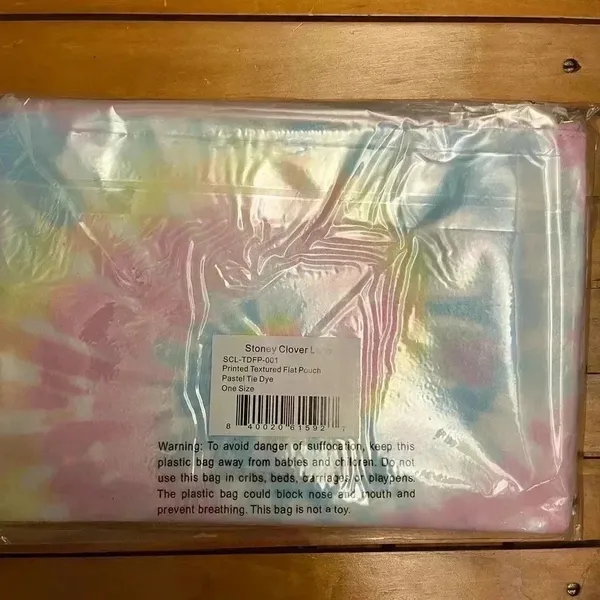 NWT Stoney Clover Lane Printed Flat Pouch Rainbow Tie Dye - Image 2