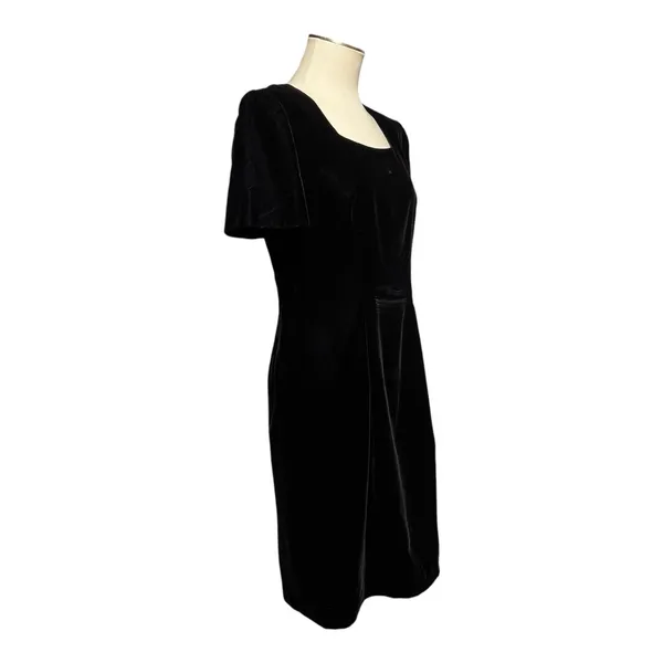 Talbots Short Sleeve Mini Dress Black Velvet 10 - Image 5