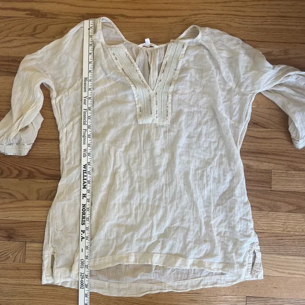 Athleta Mariana Tunic Sandcastle Cotton Beaded Sequined Size M‎ - Image 7