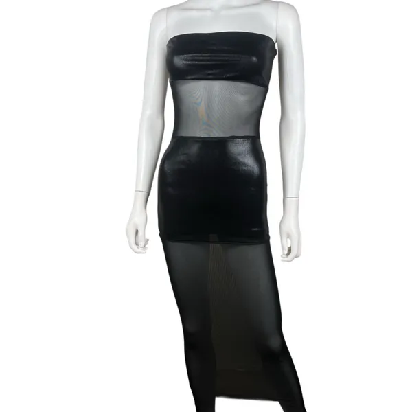 superdown Sheer Panel Black Strapless Maxi Dress - Image 9