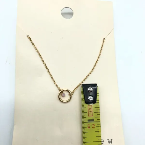 A New Day Necklace Dainty Rhinestone Pink Gold Tone 16" - Image 3