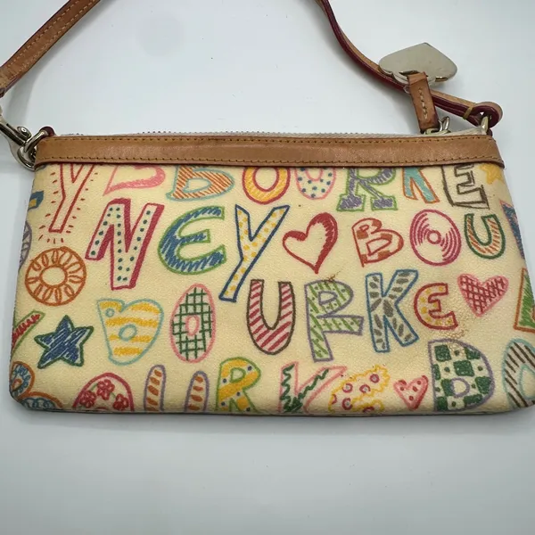 Dooney & Bourke Doodle It Y2K Multi Color Heart Zipper Pull Cream Tan - Image 5